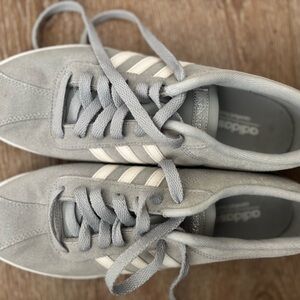 Adidas Gray Suede Sneakers with White Stripes